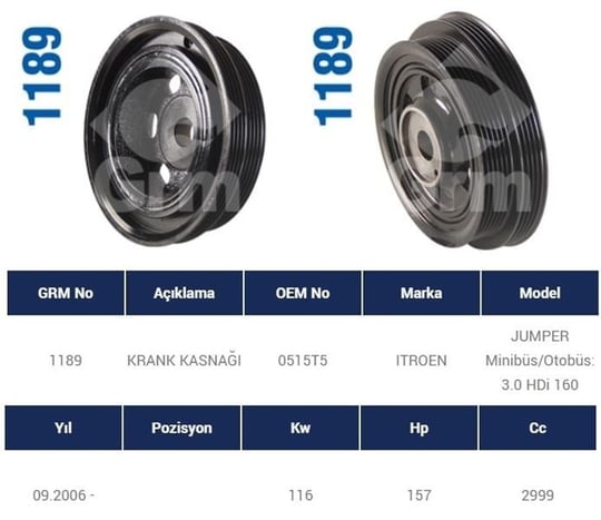 KRANK KASNAĞI DUCATO 3.0 D MTJ 06=> BOXER 3.0 D 06=> JUMPER 3.0-HDİ 2010=>