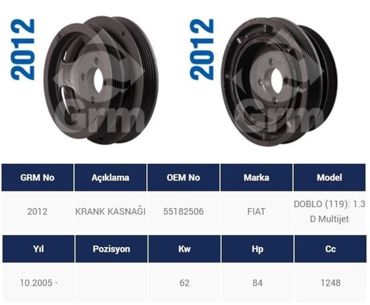 KRANK KASNAĞI FIAT DOBLO 1.3 JTD 2001-2010 FIORINO 1.3 MJT 2007-
