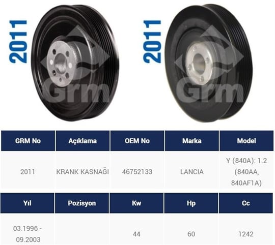 KRANK KASNAĞI FIAT DOBLO 152 263 1.6 MJT 2010- LINEA 323 1.6 MJT 2010- 159 939 1.9 JTDM 2006-2011