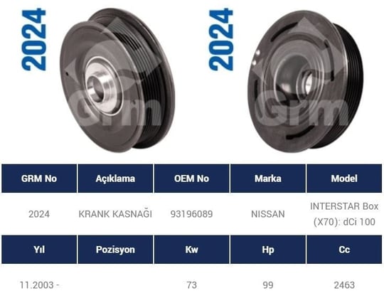 KRANK KASNAĞI RENAULT MASTER II 2.5 DCI  TRAFIC II 2.5 DCI 2006-2014