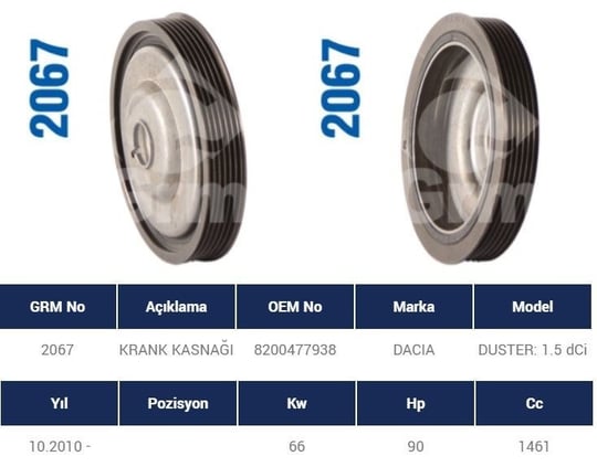 KRANK KASNAĞI RENAULT MEGANE II 1.5 DCI 2002-2008 CLIO II 1.5 DCI 1998-2005