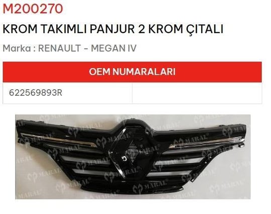 KROM TAKIMLI PANJUR 2 KROM ÇITALI MEGANE IV