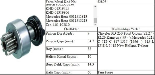 MARŞ DİŞLİSİ 9 DIŞ PD 250 OTOSAN 32.27