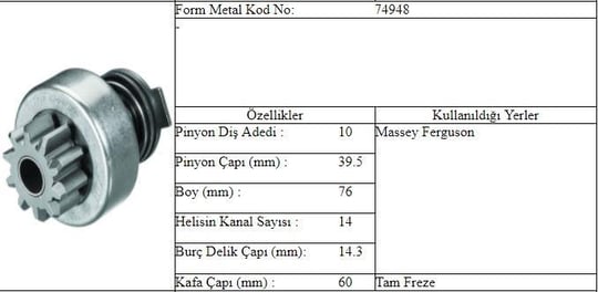 MARŞ DİŞLİSİ MASSEY FERGUSON ISKRA TİP 11D