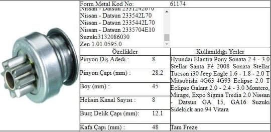 MARS DISLISI MITSUBISHI GALANT HYUNDAI SONATA 8 DIS