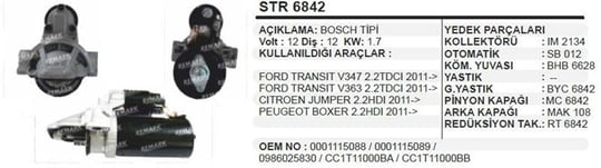 MARS MOTORU FORD TRANSIT 2.2 TDCI Y.M. BOSCH TIPI