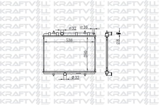 MOTOR SU RADYATORU P307 YM P3008 RCZ PARTNER TEPE BERLINGO III P308 P500 (380*538*16) BRAZING (MT)
