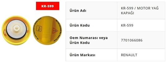MOTOR YAĞ KAPAĞI MASTER 3