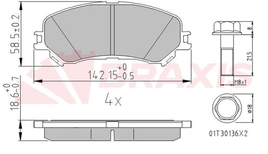 ON FREN BALATASI RENAULT MEGANE IV 15> SCENIC IV 15> TALISMAN 15> G:142 MM Y:58,5MM K:18,6 MM