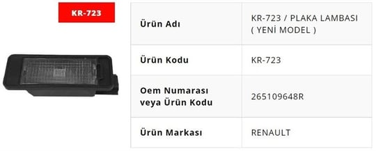 PLAKA LAMBASI YENİ MODEL MEGANE 4