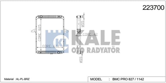 RADYATOR BMC PRO 827/832 INTC.ÇEKİCİ 1142 AL/BRZ