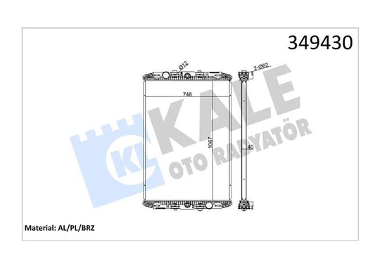 RADYATOR DAF DAF 95XF 97=> XF95 02=> FA/FAC/FAD/FA R/FAS/FAT/FT/FTD/FTG/FTP/FTR/FTS/FTT (MT) (ÇERÇEVESİZ) AL/BRZ 1067×748×40