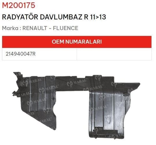 RADYATÖR DAVLUMBAZ SAĞ 11>13 FLUENCE