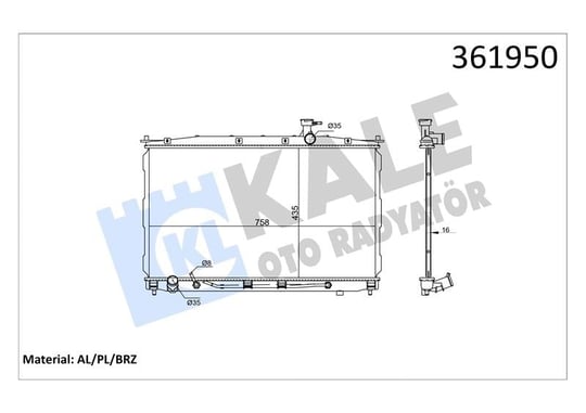 RADYATÖR HYUNDAİ SANTA FE II 2.2CRDI 06=> (AT) [BRAZING] [435X758X16] AL/BRZ 435×758X16 HY2174 112.067
