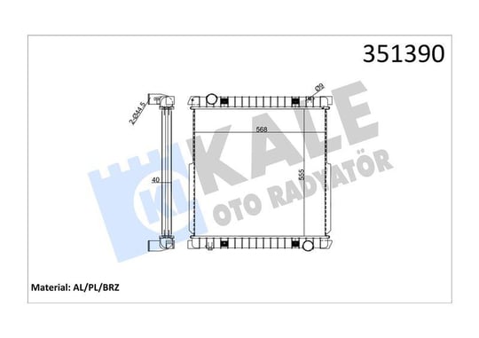 RADYATOR IVECO TRUCKS IVECO EUROCARGO I-III (E17, E18, E21, E22, E24, E28) 00<15 (MT) (ÇERÇEVESİZ) AL/BRZ 555×568×40