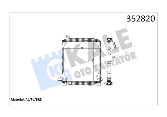 RADYATOR IVECO TRUCKS IVECO EUROTECH (E24, E27, E3 0, E34) EUROTRAKKER (E31, E34, E35, E37, E38, E42, E44) 92=> MT (ÇERÇEVELİ) AL/BRZ 800×748×40