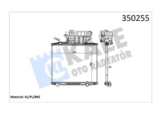 RADYATOR MAN MAN TGA 00=> TGS TGX 07=> (MT) (ÇERÇE VESİZ) <ALÇAK KABİN> AL/BRZ 765×938×40