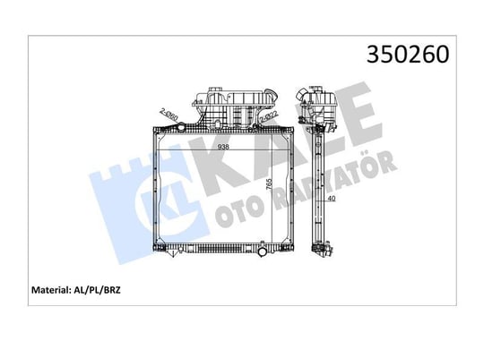 RADYATOR MAN MAN TGA 00=> TGS TGX 07=> (MT) (ÇERÇE VELİ) <ALÇAK KABİN> AL/BRZ 765×938×40
