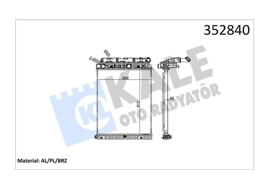 RADYATOR MERCEDES TRUCKS MERCEDES BENZ ATEGO 98<04 ATEGO 2 04=> AXOR 02<04 AXOR 2 04=> OM906 (MT) (ÇERÇEVESİZ) 815×668×40