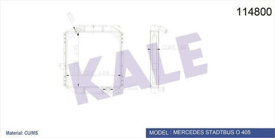 RADYATOR MERCEDES TRUCKS O345 STADTBUS 3 SIRA PA 6 35×644×60
