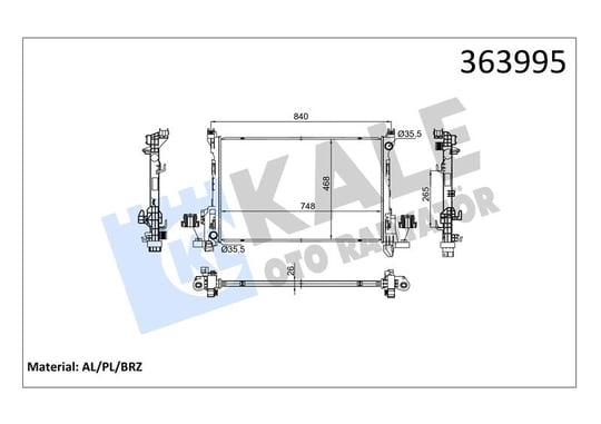 RADYATÖR RENAULT TRAFIC III 2.0DCI M9R 19=> EURO6 (MT) [BRAZING] [748X468X26] AL/BRZ 748×468X26 180129N 123.245