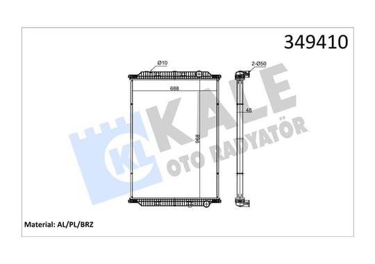 RADYATOR RENAULT TRUCKS RENAULT TRUCKS KERAX 370,4 10,450,460,500,520 05=> (MT) (ÇERÇEVESİZ) AL/BRZ 968×688×48