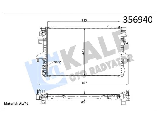 RADYATÖR VOLKSWAGEN TRANSPORTER V MULTIVAN V 1.9TD I 2.0 03<09 (MT) (AC/NAC) [34MM] AL/MKNK