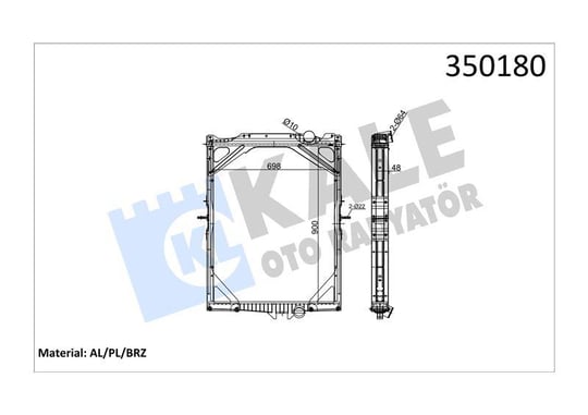 RADYATOR VOLVO TRUCKS VOLVO FH12 340/380 FM12 320/ 360 FM7 250/290 93=> (MT) (ÇERÇEVELİ) AL/BRZ 900×698×48