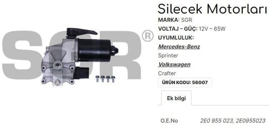 SİLECEK MOTORU CRAFTER 30-35,30-50 - MERCEDES-BENZ SPRINTER 906 2E0955023