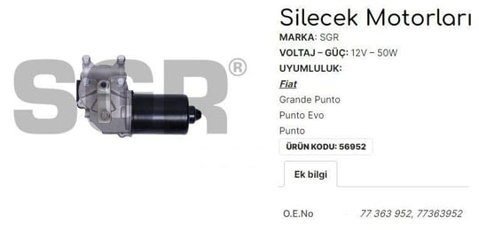 SİLECEK MOTORU GRANDE PUNTO - PUNTO EVO - PUNTO 199 77363952