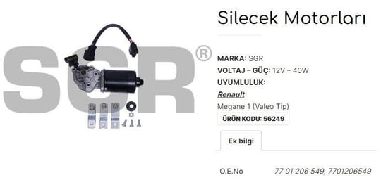 SİLECEK MOTORU MEGANE 1 VALEO TİP 7701206549