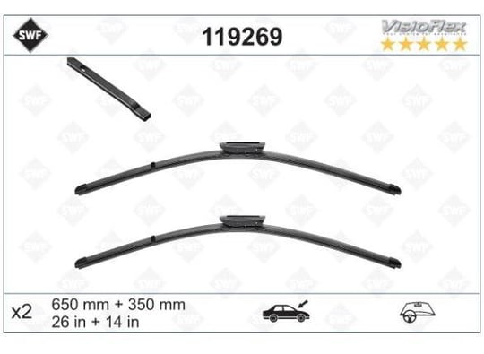 SILGI SÜPÜRGESI SWF VISIOFLEx FLAT BLADE 2 ADET TAKIM 650 + 340 MM CLIO IV 12> . CLIO IV BREAK 03 13> 