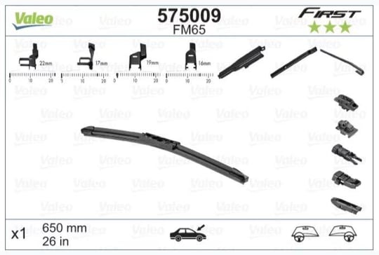 SILGI SÜPÜRGESI VALEO FIRST MULTICONNECTION FLAT BLADE VFB65 1 ADET 650 MM 
