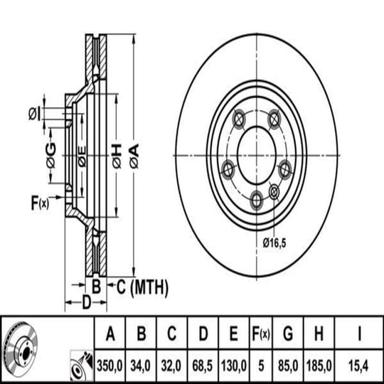 Sol On Fren Diski-35034 5120 Vw Touareg 03-10 Audi Q7 07-15 - MGA 50221