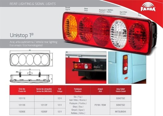 STOP PLAKA LAMBASIZ KABLOLU  MERCEKLI  UNIVERSAL TRANSIT V184 01-06 -PEJO J9
