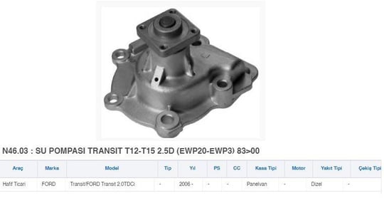 SU POMPASI TRANSIT T12-T15 2.5D 06> (EWP20-EWP3) 83>00