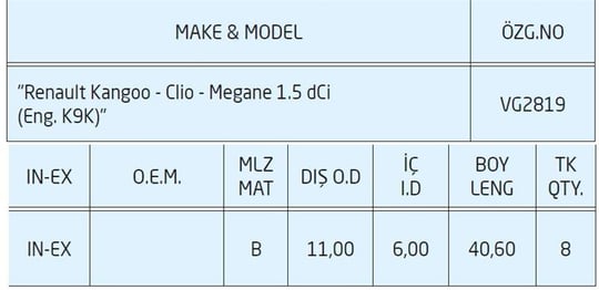 SUBAP GAYDI KANGOO CLIO MEGANE 1.5 DCI