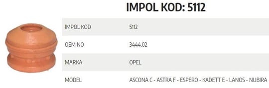 SÜSPANSİYON TAKOZU ÖN ASTRA F-ASCONA C-KADETT E-NU BIRA-ESPERO-LANOS