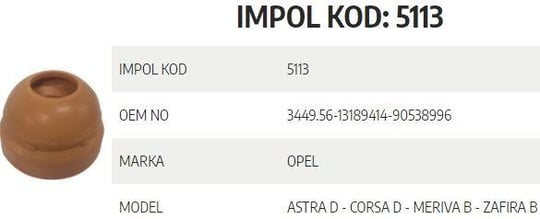SÜSPANSİYON TAKOZU ÖN ASTRA H-CORSA D-ZAFIRA B-MER IVA B
