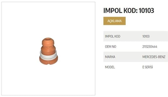 SÜSPANSİYON TAKOZU ÖN MERCEDES E SERİSİ ESKİ KOD 8121