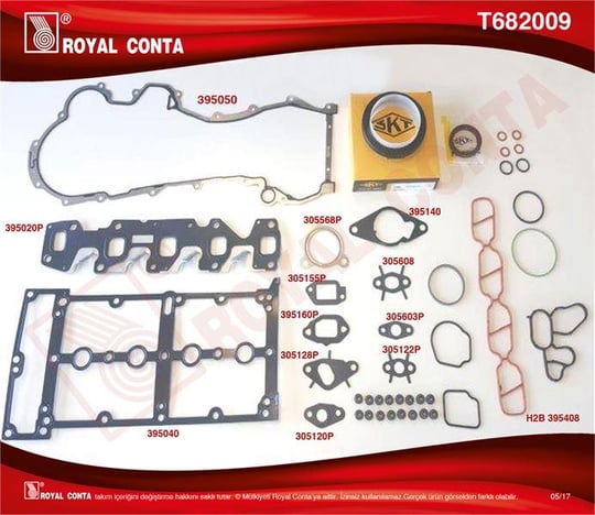 TAKIM CONTA SKT KEÇELİ REINZ S.LASTİKLİ SİLİNDİR KAPAK CONTASIZ FIAT LINEA DOBLO 1.3D MULTIJET 90HP 199.A3.000  263.A6.000