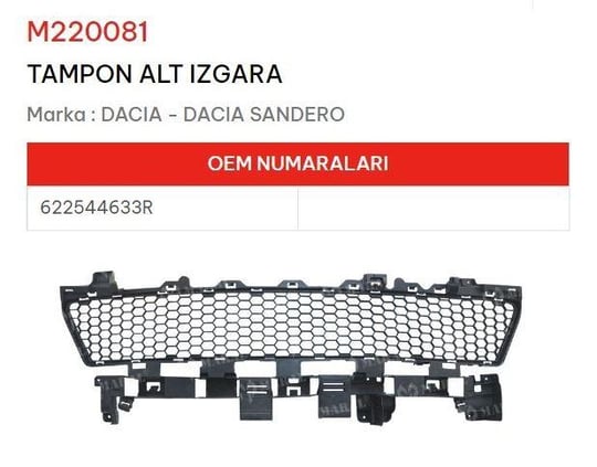 TAMPON ALT IZGARA DACIA SANDERO