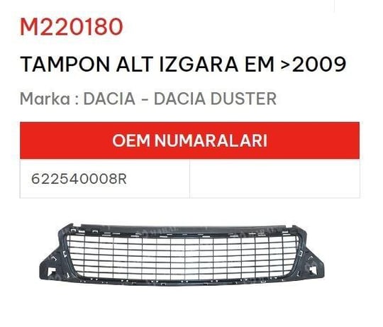 TAMPON ALT IZGARA EM >2009 DACIA DUSTER