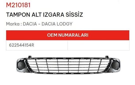 TAMPON ALT IZGARA SİSSİZ DACIA LODGY