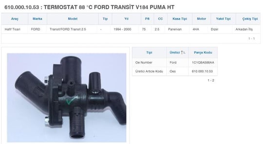 TERMOSTAT 88 °C FORD TRANSİT V184 PUMA HT