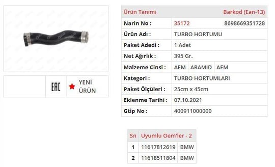 TERMOSTAT HORTUMU BMW 3.16×1
