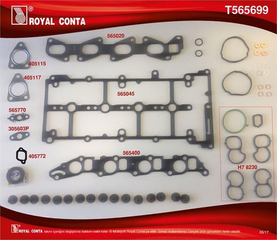 ÜST TAKIM CONTA SKT KEÇELİ S.LASTİKLİ SİLİNDİR KAPAK CONTASIZ FIAT BRAVO II  DOBLO  LINEA 1.6 MULTIJET DİZEL