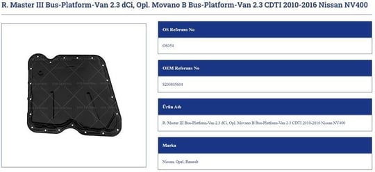 YAĞ KARTERİ RENAULT MASTER III 2.3 DCİ MOVANO 2.3 DCİ 2010-2016 NISSAN OPEL MOVANO