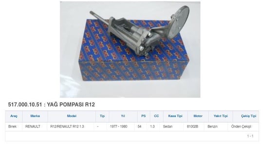 YAĞ POMPASI R12