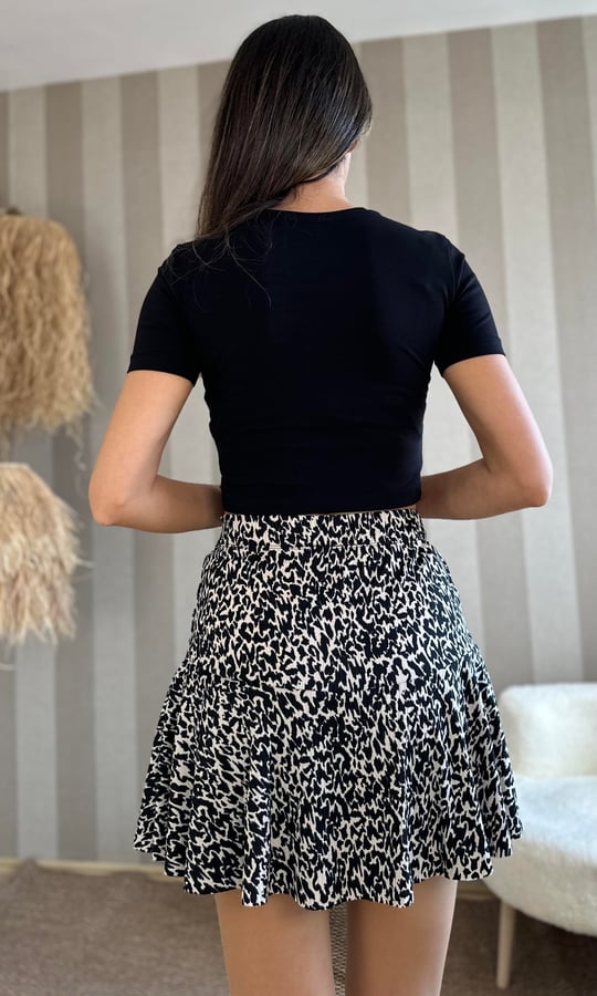 Siyah Pamuklu Crop Tişört